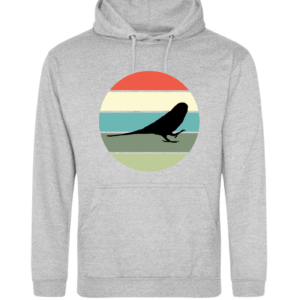 hoodie met silhouet van grasparkiet in retro zonsondergang design