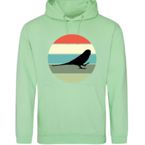 hoodie met silhouet van grasparkiet in retro zonsondergang design