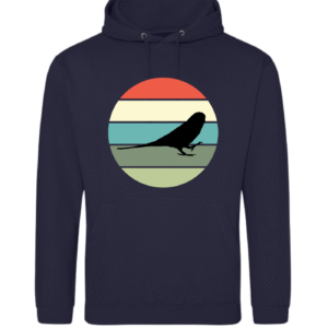 hoodie met silhouet van grasparkiet in retro zonsondergang design
