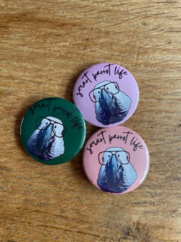 Smart parrot life grijze roodstaart button