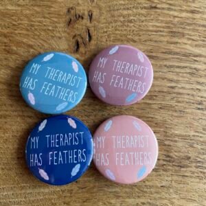 My therapist has feathers button