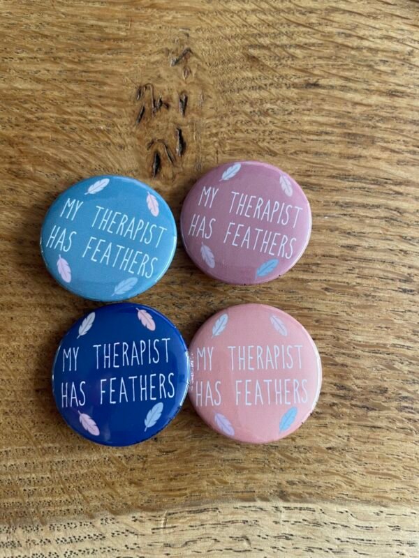 My therapist has feathers button