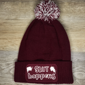 Shit happens Muts burgundy met poep