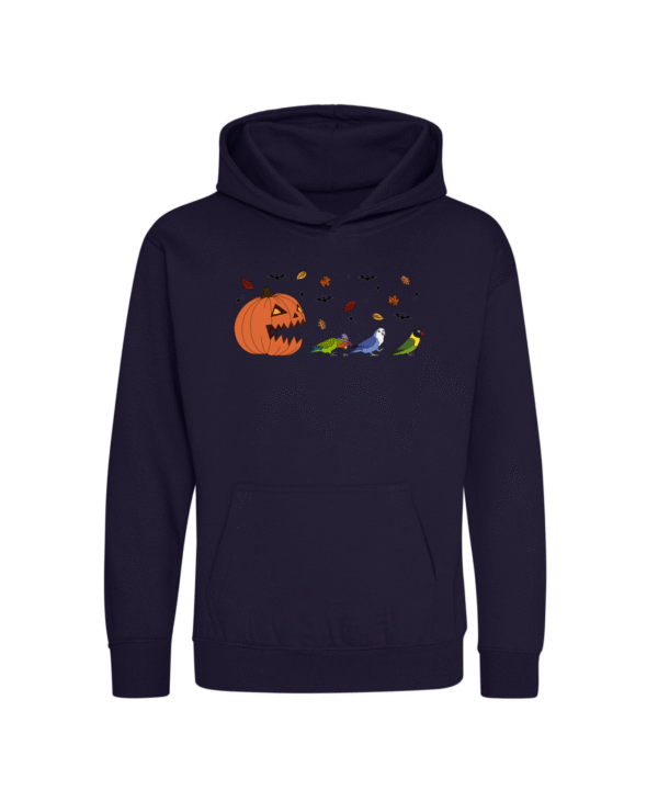 Spooky pompoen agapornis kinder hoodie marine