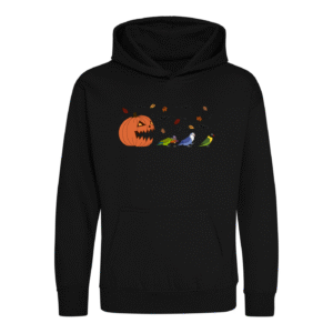 Spooky pompoen agapornis kinder hoodie zwart