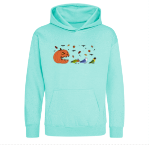 Spooky pompoen agapornis kinder hoodie peppermint