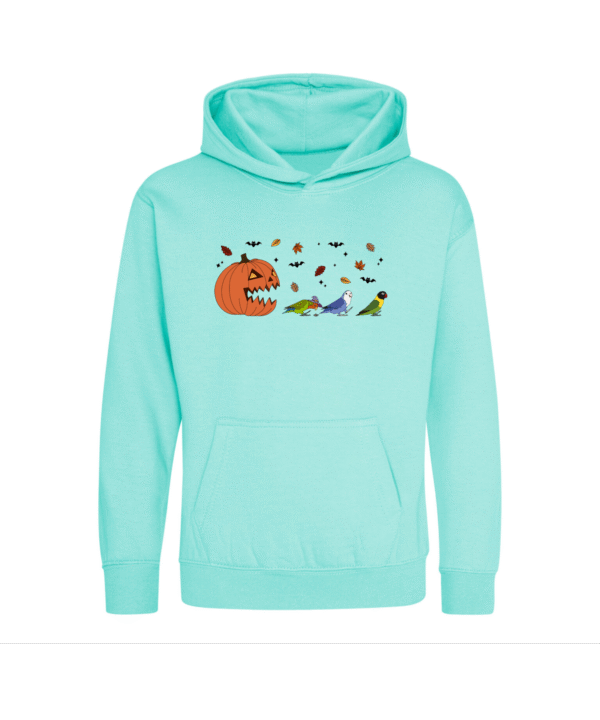 Spooky pompoen agapornis kinder hoodie peppermint