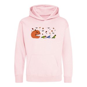 Spooky pompoen agapornis kinder hoodie baby pink