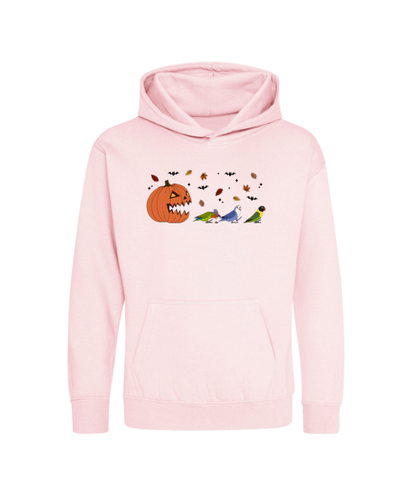 Spooky pompoen agapornis kinder hoodie baby pink