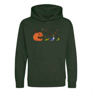 Spooky pompoen agapornis kinder hoodie bos groen