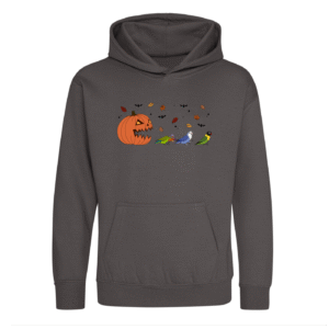Spooky pompoen agapornis kinder hoodie heather grey