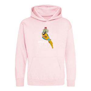 Kerst blauw gele ara kinder hoodie baby pink