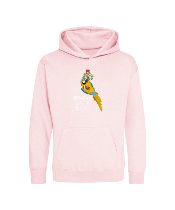 Kerst blauw gele ara kinder hoodie baby pink