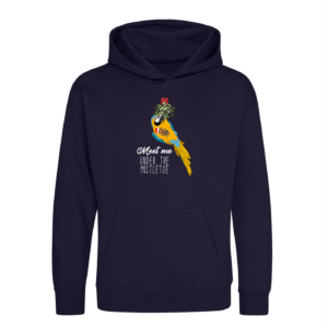 Kerst blauw gele ara kinder hoodie marine