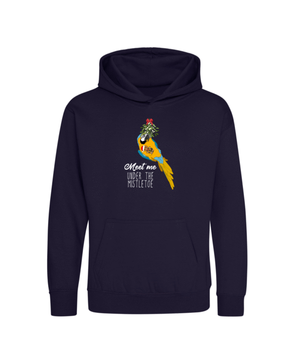 Kerst blauw gele ara kinder hoodie marine