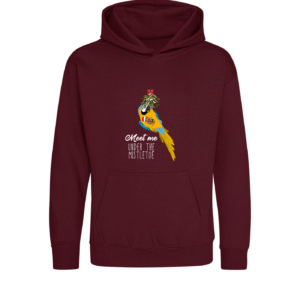 Kerst blauw gele ara kinder hoodie burgundy