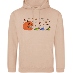 Spooky pompoen agapornis hoodie zand