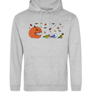 Spooky pompoen agapornis hoodie heather grey