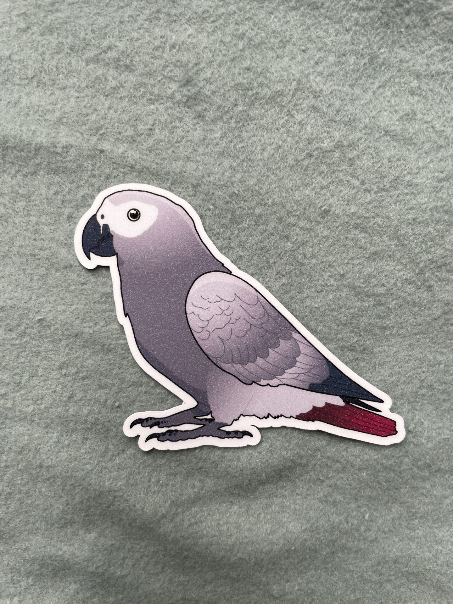 African grey Glitter Sticker - Image 2