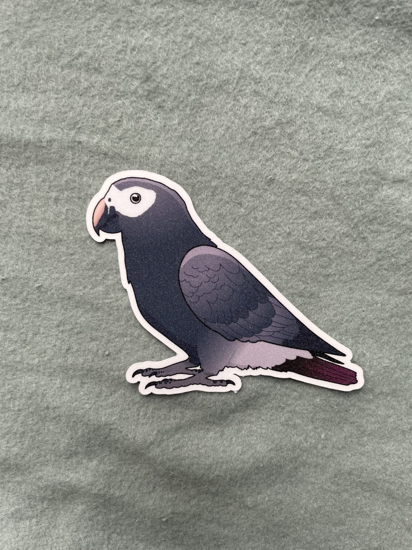 African grey Glitter Sticker - Image 3