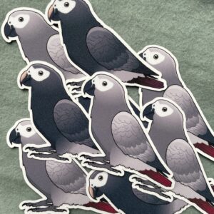 African grey Glitter Sticker