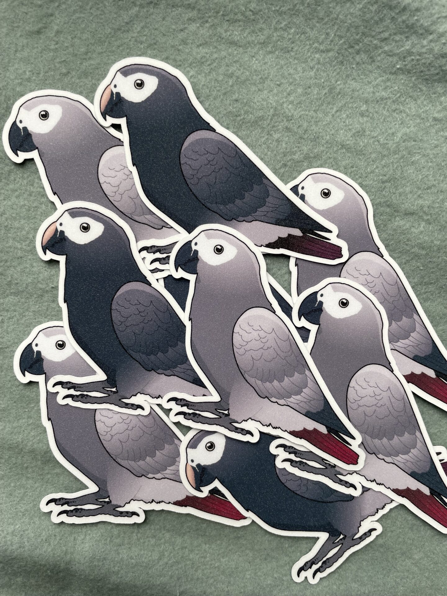 African grey Glitter Sticker