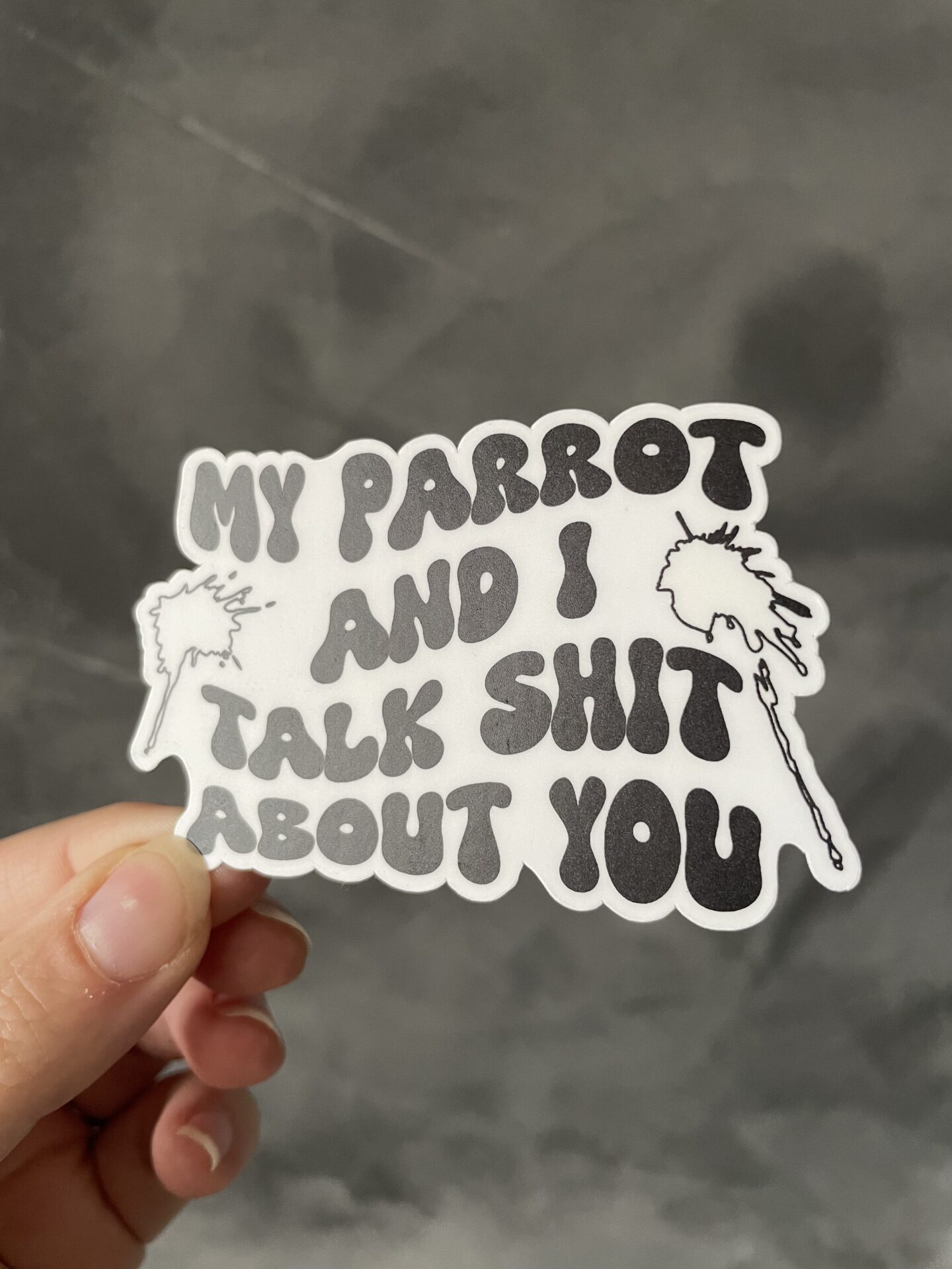 My parrot and I talk shit about you. Sticker matte - Image 3