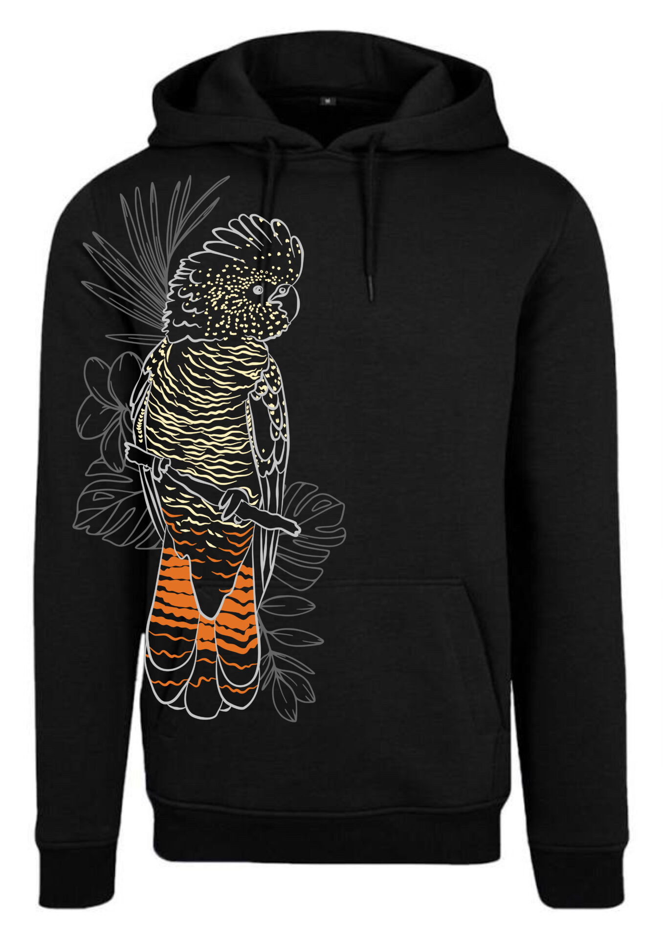 Red tail Cockatoo Line art Hoodie Black