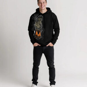 Red tail Cockatoo Line art Hoodie Black - Image 5