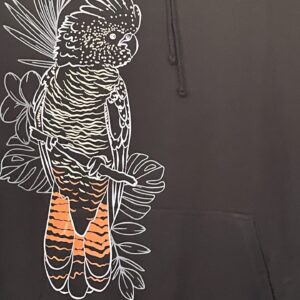 Red tail Cockatoo Line art Hoodie Black - Image 4