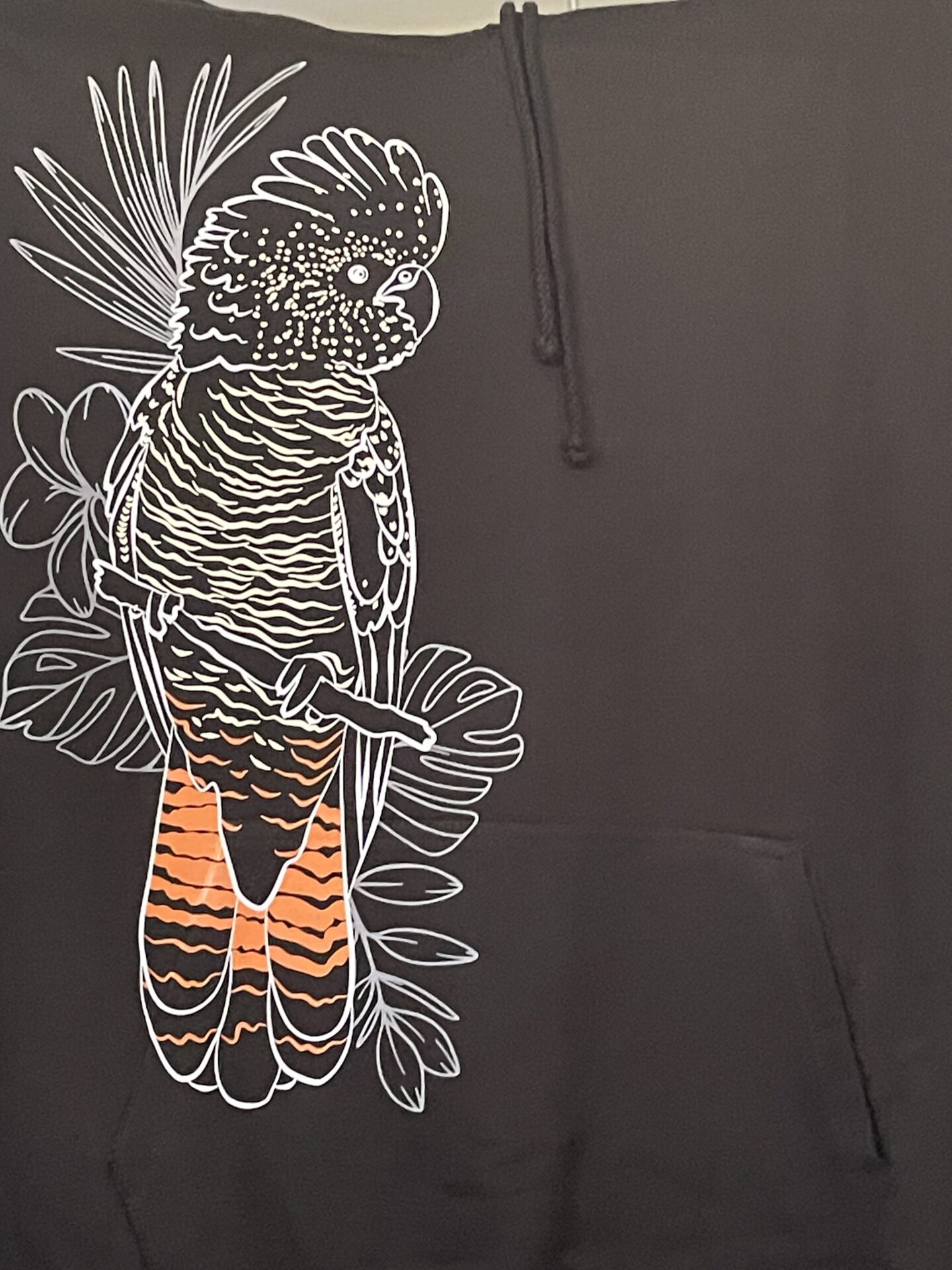 Red tail Cockatoo Line art Hoodie Black - Image 4